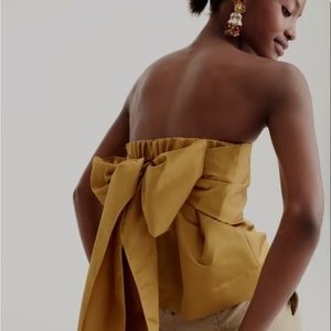 NWT J CREW SZ 12 Strapless Bow SILK Top AntiqueGOLD